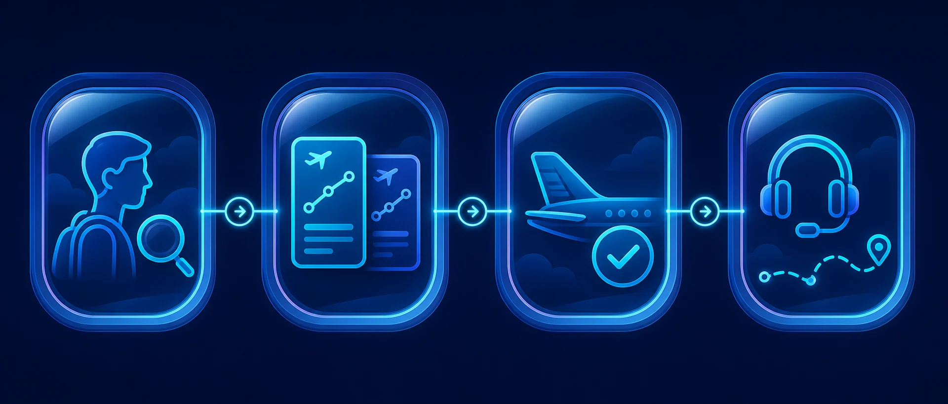 Four connected stages from traveller assessment to on-the-go support